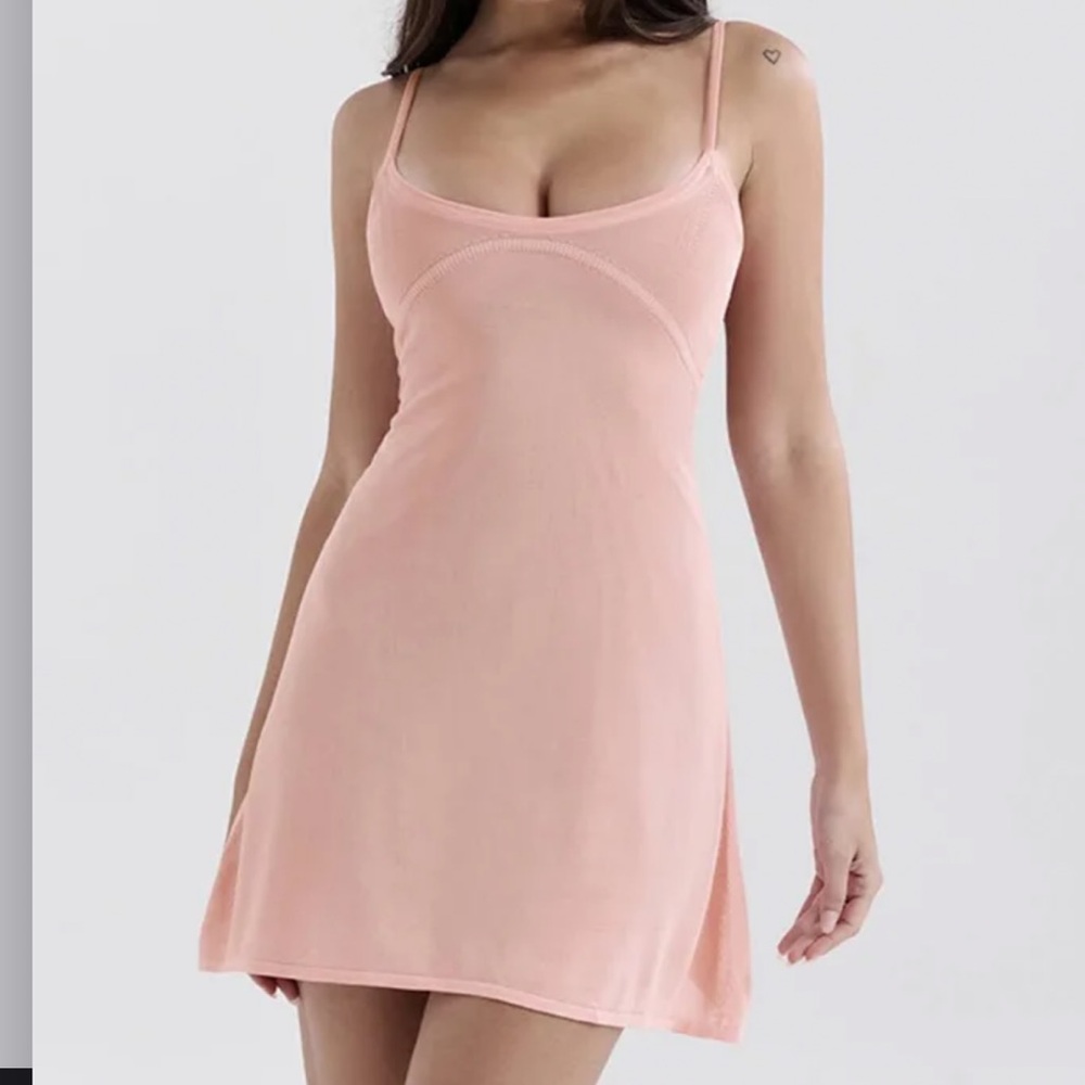 LORENZA Primrose Sheer Knit Mini Dress - house of Cb